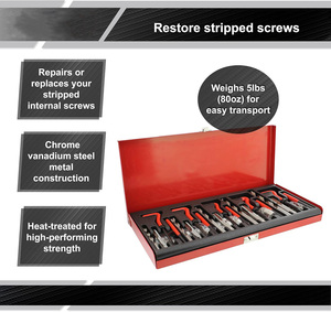 Kit de reparación de roscas de 131 piezas personalizable OEM, llaves de acero, taladros, herramienta de broca de mano para automóvil, métrica inglesa - Product Image 5