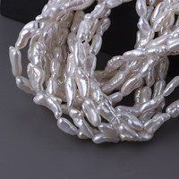 Perles Keshi Baroque Biwa non nucléées, blanches naturelles, 4-5 mm, qualité AAA, haute brillance, percées, certifiées par un tiers, marque XM