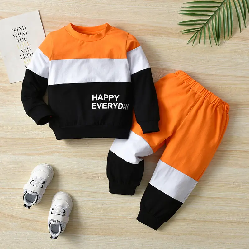 Enfant en bas âge enfants 2 pièces enfants survêtements tenues à manches longues pull sweats taille élastique pantalons de survêtement garçons vêtements ensembles