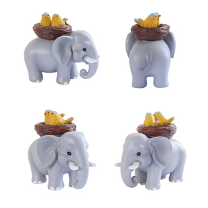 Figura de Elefante Pintada a Mano de Poliresina Artística de Lujo, Adorno de Jardín en Miniatura con Nido de Pájaros Amarillos para Patio Exterior - Product Image 5