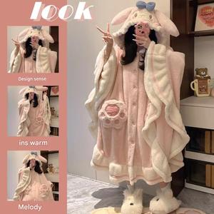 Nuovo Arrivo 2026: Pigiama Invernale Termico da Donna con Cappuccio, Motivo Cartoon Carino Melody, Felpato, Abbigliamento da Notte all'Ingrosso IM149-W - Product Image 2