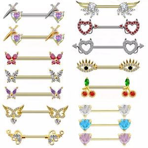 <span class=keywords><strong>Gaby</strong></span>-anillos de conejo de acero inoxidable para mujer, joyería para piercing, pezón, mariposa - Product Image 2