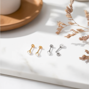 Pendientes de Perlas Pequeñas de Acero Inoxidable, Joyería Clásica de Moda en Oro y Plata - Product Image 3