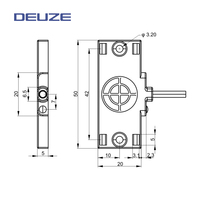 Capteur de Proximité Capacitif DEUZE KDCQ50KN05N2, Conception Carrée, IP67, NPN NO, 5mm, 30V DC, 30x30x1mm, Détection d'Objet, Montage Non Encastré