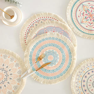Set de table nordique en tissu à pompons, résistant à la chaleur, dessous de plat anti-brûlure, <span class=keywords><strong>tapis</strong></span> décoratif bohème pour la maison - Product Image 2