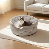 Lit pour chien de luxe durable et extra doux pour chiens de petite taille et chatons, lavable en machine avec housse amovible, motif uni