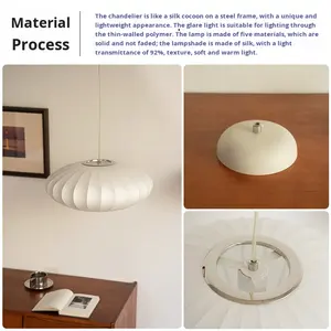 Luminaire suspendu à bulles LED en polymère et fer Herman Miller de style nordique, style Wabi-Sabi, design vintage, salle à manger, chambre à coucher française, 220V - Product Image 5