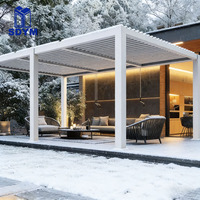 Pergola extérieure de luxe en aluminium à lames orientables, avec écran rétractable, toit à ouverture/fermeture électrique, imperméable et durable