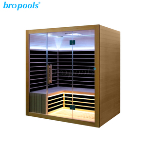 Sauna Premium para el Hogar Bropool, Diseño Moderno, Panel de Terapia de Luz Roja, Estufa Eléctrica Infrarroja de Lejano Alcance, para 5-6 Personas, Madera Maciza Roja - Product Image 3