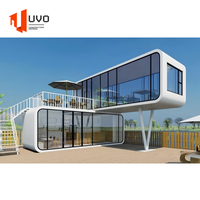 Café mobile de luxe en forme de capsule, conteneur préfabriqué, design moderne, solution de bar modulaire, structure en acier