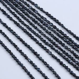 4-5 мм Окрашенный черный цвет барокко россыпью оптом пресноводный жемчуг в нитке ювелирные изделия - Product Image 3