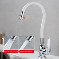 Robinet de cuisine classique à corps unique en laiton, universel, chaud et froid, pour évier, lavabo, avec tuyau, argent, fonction de rotation, balcon, hôtel