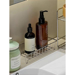 Étagère de rangement de salle de bain en acier inoxydable, organisateur de comptoir rectangulaire, porte-brosse à dents, plateau à cosmétiques, design minimaliste, durable - Product Image 5