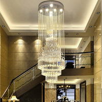 Grand lustre LED multi-têtes en acier inoxydable, design simple, style post-moderne, luxe léger pour maisons duplex et villas, salon