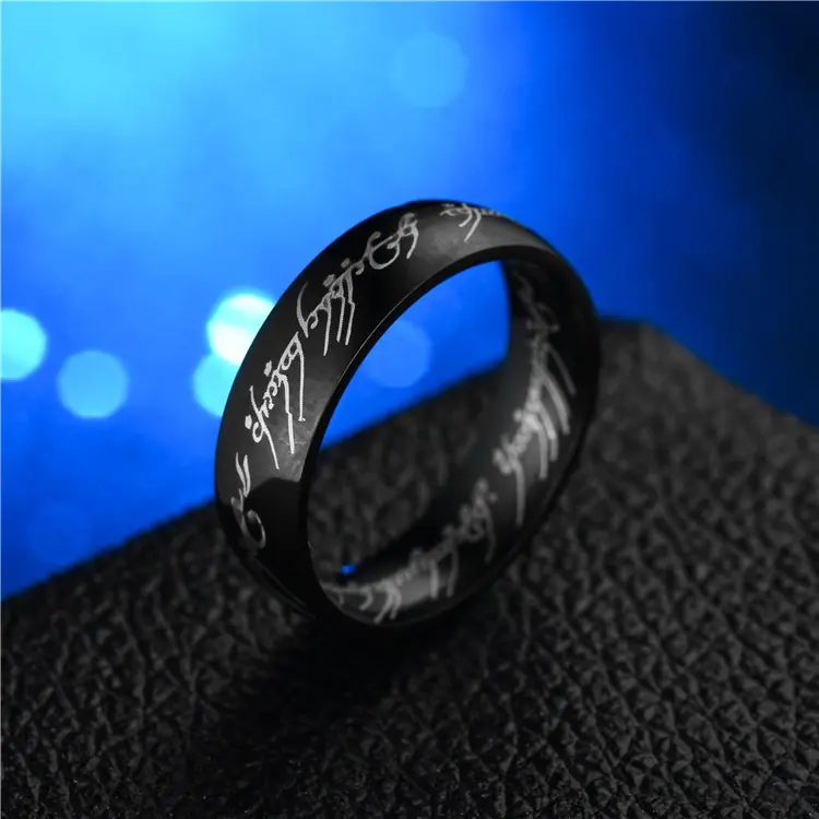 Europa En Amerika Hot Selling 8Mm Brede Ring Goud Zilver Roestvrij Staal Geschrift Magische Ringen Sieraden