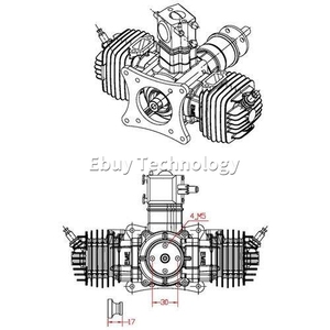 <span class=keywords><strong>EME</strong></span> 70CC 7000RPM Twin Cylinder Two Stroke Side Escape Natural Refrigerado por aire Motor de gasolina de ala fija para RC Airplane Drone EVTOL - Product Image 6