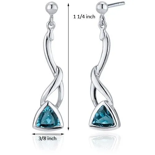 Trillion Cut Tanzanite 925 Sterling Silver New Design Rhodium Plated Stud Earrings