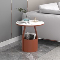Table basse en métal de style nordique moderne et créatif avec plateau en bois d'hévéa et rangement pour salon, chambre à coucher, coin ou table de chevet
