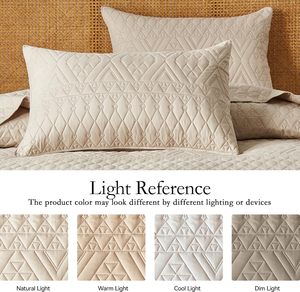 <strong>Beige</strong> Polyester Geometric Pattern High-Quality Hot Sale Bed Elegant <strong>Bedspreads</strong> Lightweight Ultrasonic 3pcs <strong>Bedspread</strong> - Product Image 4