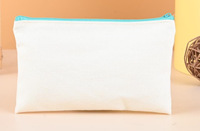 Petite pochette à fermeture éclair en coton personnalisé écologique Sacs de maquillage Trousse cosmétique de maquillage en toile de coton uni avec logo