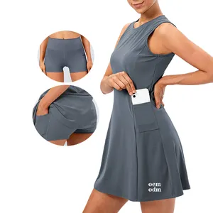 Vente en gros de pièces de remorquage de yoga de bonne qualité collants leggings courts et nouveau modè<span class=keywords><strong>le</strong></span> de robe de tennis de sport de sexe de fille pour femme - Product Image 1