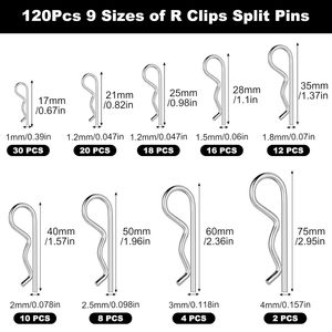Galvanized Safety <b>Clips</b> 9 Sizes <b>Spring</b> Steel Bright Finish Construction Industry Use - Product Image 5