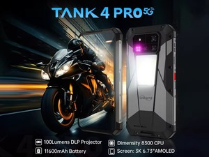 Unihertz 8849 Tank 4 Pro 5G สมาร์ทโฟนพร้อมโปรเจคเตอร์ 36GB 1TB Dimensity 8300 Android 14 แบตเตอรี่ 11600mAh โปรเจคเตอร์ 720P ความสว่าง 100 ลูเมนส์ - Product Image 2