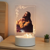 Lampe de nuit LED en acrylique 3D en gros, Jésus chrétien, Vierge Marie, mini lampe alimentée par USB, blanc chaud, décoration pour bébé, cadeau de faveur