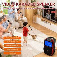 Enceinte chariot 10,1 pouces à écran tactile LVDS avec microphone, haut-parleur vidéo karaoké, subwoofer 6,5 pouces et amplificateur pour fêtes