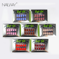 NAILWAY Hot Populaire Wijnrode Kleur Korte Vierkante Kunstnagels Groothandel Aanbrengnagels Mooie Op Maat Gemaakte Press-on Nagels