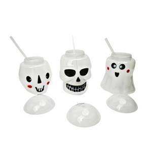 Vaso de Halloween <span class=keywords><strong>con</strong></span> forma de calavera, clásico, de plástico, sin BPA, colorido, <span class=keywords><strong>con</strong></span> luz, tapa transparente y pajita, 16oz, para fiestas infantiles, venta al por mayor - Product Image 5