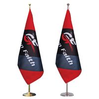 Drapeau de table personnalisé avec logo, avec mât et support en acier inoxydable - Cadeau