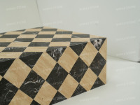 Table basse rectangulaire en travertin beige ivoire et marbre noir, faite à la main, écologique, à carreaux, design moderne pour salon