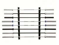 Support mural pour barres de musculation BLD, lot de 8, en acier robuste avec revêtement en poudre, support de rangement peu encombrant, coussinet de protection, facile à transporter