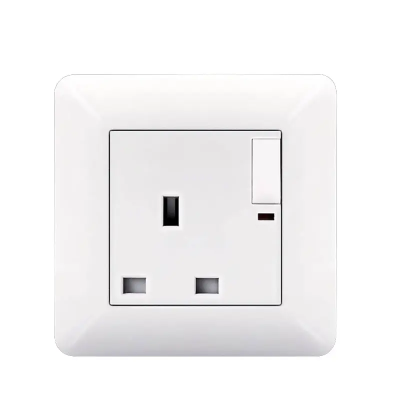 Economical White PC Material 13A Socket Simple Firewall Board UK Standard Socket