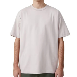 เสื้อยืดคอกลมแขนสั้นสำหรับผู้ชายเสื้อยืดผู้ชายสไตล์โอเวอร์ไซส์ทำจากผ้าฝ้าย100% น้ำหนักสูงแบบสั่งทำเรียบง่าย - Product Image 1