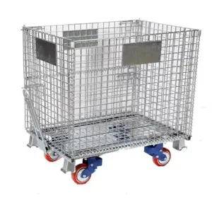 Industrial Rigid Folding Stackable Durable Storage Steel Wire Mesh Containers
