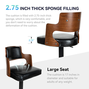 Modern Steady Adjustable <b>Swivel</b> Metal <b>Bar</b> <b>Stools</b> PU Leather Back Footrest Counter Height Dining Hotel Living Outdoor Workshop - Product Image 5