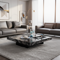 Table basse en marbre naturel de style italien moderne et luxueux, pieds en acier inoxydable noir, meubles de maison