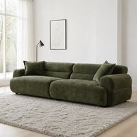 Canapé modulaire 3 places en chenille courbé, écologique et luxueux, style nuage, profil bas, assise extra profonde pour salon