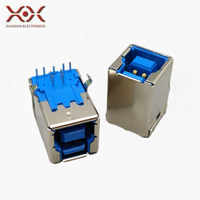 Connecteur USB 3.0 femelle USB-BF-90 degrés à broches, noyau bleu