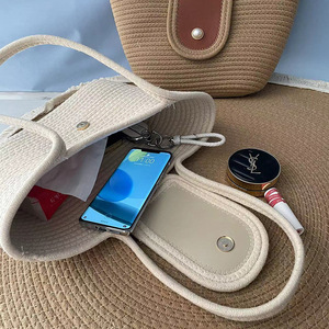 2026 Spring/Summer Woven <b>Bags</b>, <b>Straw</b> <b>Bags</b>, Cotton Rope Handbags, Tote <b>Bags</b>, Magnetic Snap Cotton Rope Beach <b>Bags</b> - Product Image 1