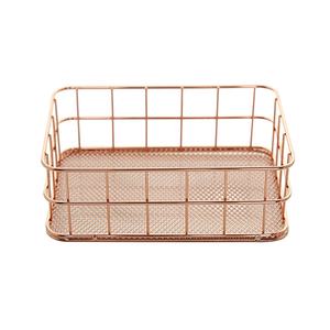 Organizzatore filo cesto ferro pieghevole pacchetto personalizzato cesti portaoggetti rosa oro rettangolo in metallo moderno colore personalizzato 2set - Product Image 5