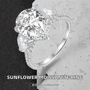 High-end Jewelry <b>Sunflower</b> 1Ct VVs1 Moissanite Gold Plated S925 Sterling Silver Vintage Twist Arm <b>Ring</b> Engagement Gift for Woman - Product Image 2