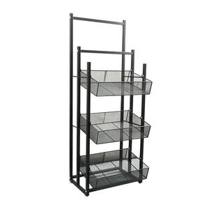 Étagère de rangement pour vêtements empilable à trois niveaux en plastique durable avec cadre en fonte et roulettes, design moderne, 50x30x130cm - Product Image 5