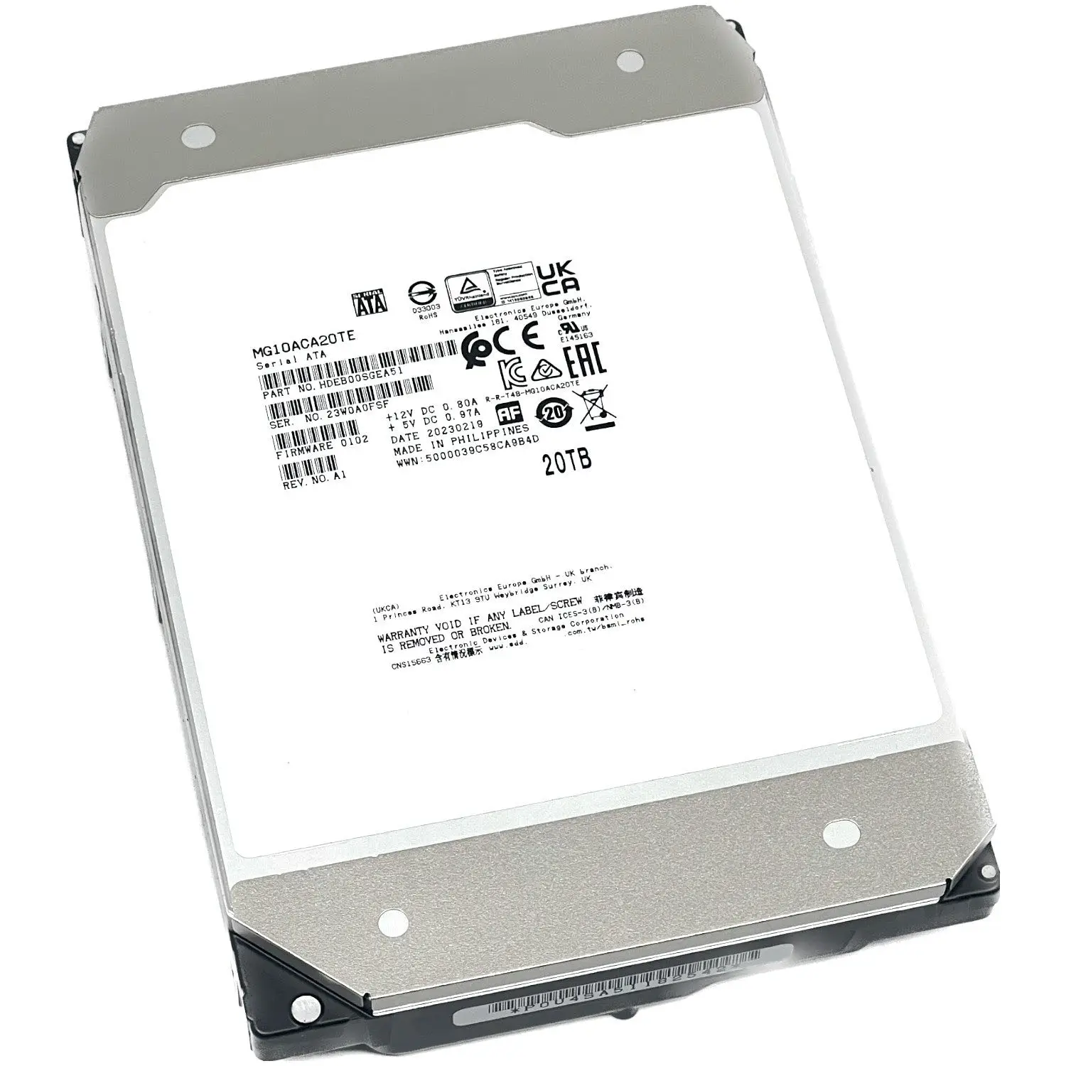 MG10 Series Enterprise NAS MG10ACA20TE 20TB 7.2K RPM 3.5'' SATA 6Gb/s 512e 3.5in 512MB Server Internal HDD Hard Drive