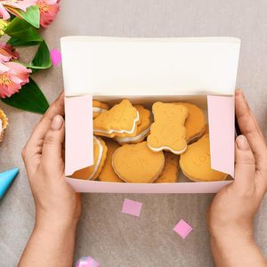 Boîtes à biscuits roses, petites boîtes à pâtisserie pour desserts, gâteaux, beignets, tartes, bonbons (6 x 3 x 1,8 pouces, rose) - Product Image 4