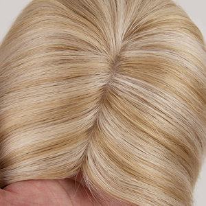 Topper de Cabello Humano Virgen Color Dorado Listo para Enviar, con Base de Seda y Clip, para Mujer, Color Balayage - Product Image 6