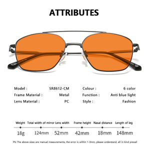 Nouveau Offre Spéciale haute qualité métal cadre HH H9 H8 Orange rouge jaune lentille optique cadre unisexe Double pont Anti lumière bleue lunettes - Product Image 3