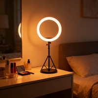 Lumière vidéo de 8 pouces, température de couleur réglable, 120V-230V, anneau lumineux LED avec support de 14 cm